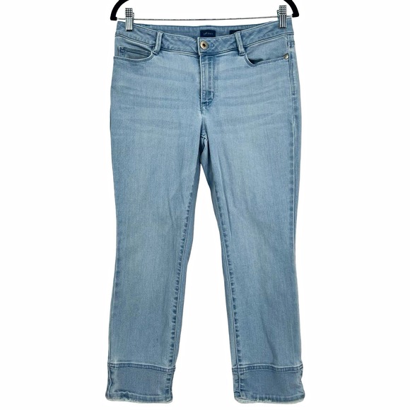 J. Jill Denim - J Jill Authentic Fit Cropped Jeans Women 6 Light Wash Raw Hem Straight Capri